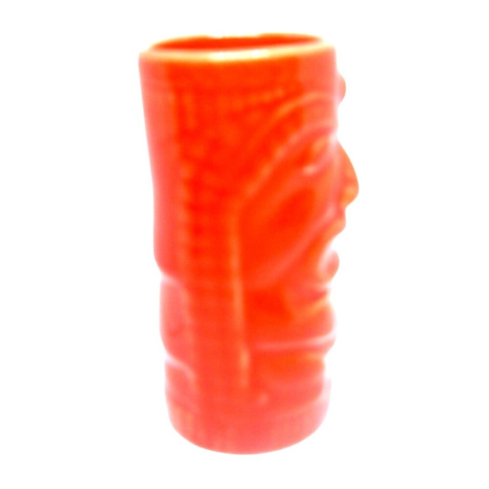 Belize Tiki Mug Shot Glass Ceramic Orange Polynesian Style Drinkware Chiki Vtg - Picture 2 of 5